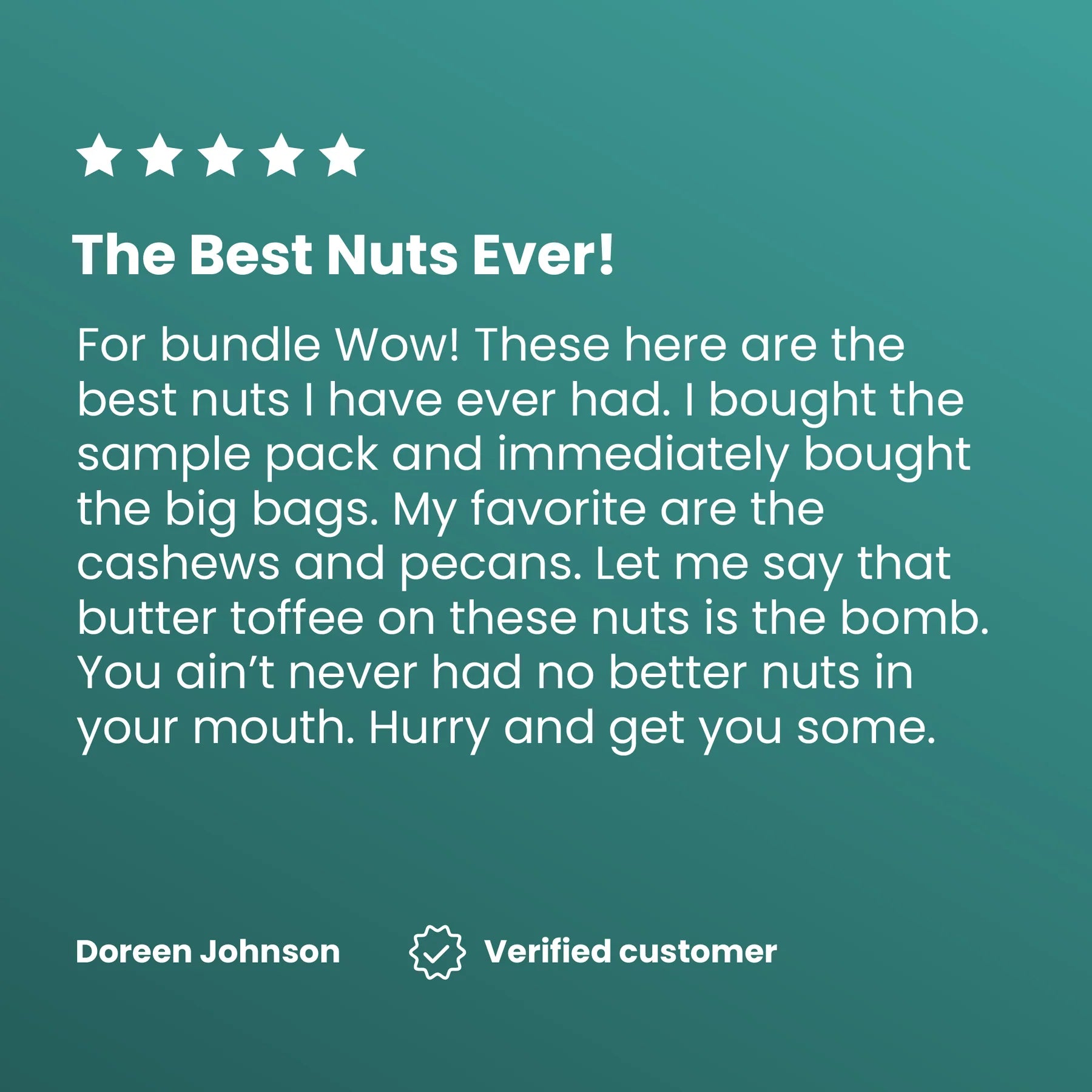 Buy 6 Bags of Yay Nuts Butter Toffee Cashews and Get 7 Bags for FREE + FREE SHIPPING